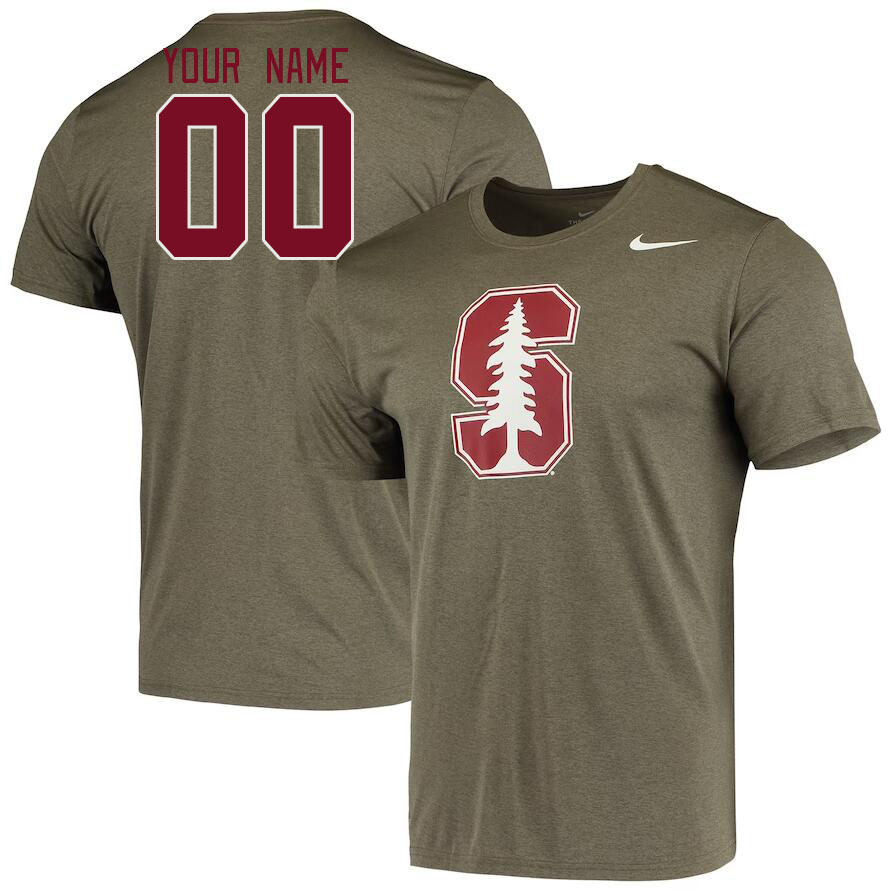 Custom Stanford Cardinal Name And Number College Tshirt-Olive
